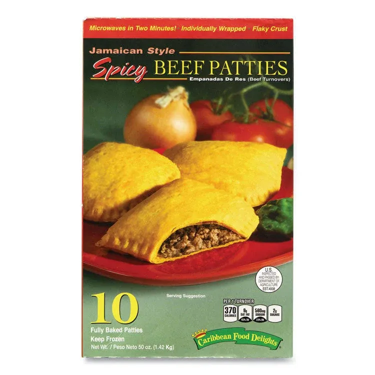 Caribbean Food Delights Beef Patties, Spicy, Jamaican Style - 10 patties, 50 oz