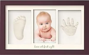 Baby Hand and Footprint Kit - Baby Footprint Kit, Baby Handprint Kit, Personalized Baby Keepsake Frame, Baby Imprint Kits, Newborn Picture Frame, Baby Gifts for Girls, Boys (Auburn)