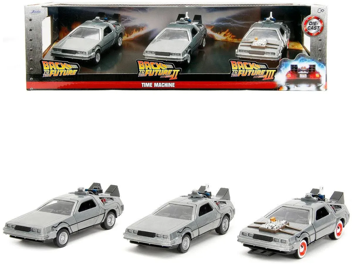 JADA TOYS - 3 Cars Back to the Future–Delorea<wbr/>n - 1/32 - JAD33399