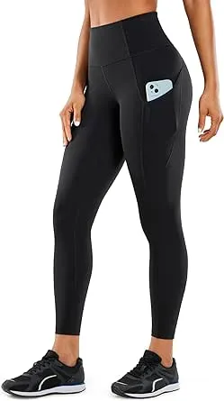 CRZ YOGA Women's Naked Feeling Workout Leggings 25 Inches - High Waisted Yoga Pants with Side Pockets Running Tights