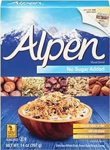 Alpen Muesli Cereal No Sugar Added, 3 Pack of 14 Ounce BoxesAlpen Muesli Cereal No Sugar Added, 3 Pack of 14 Ounce…