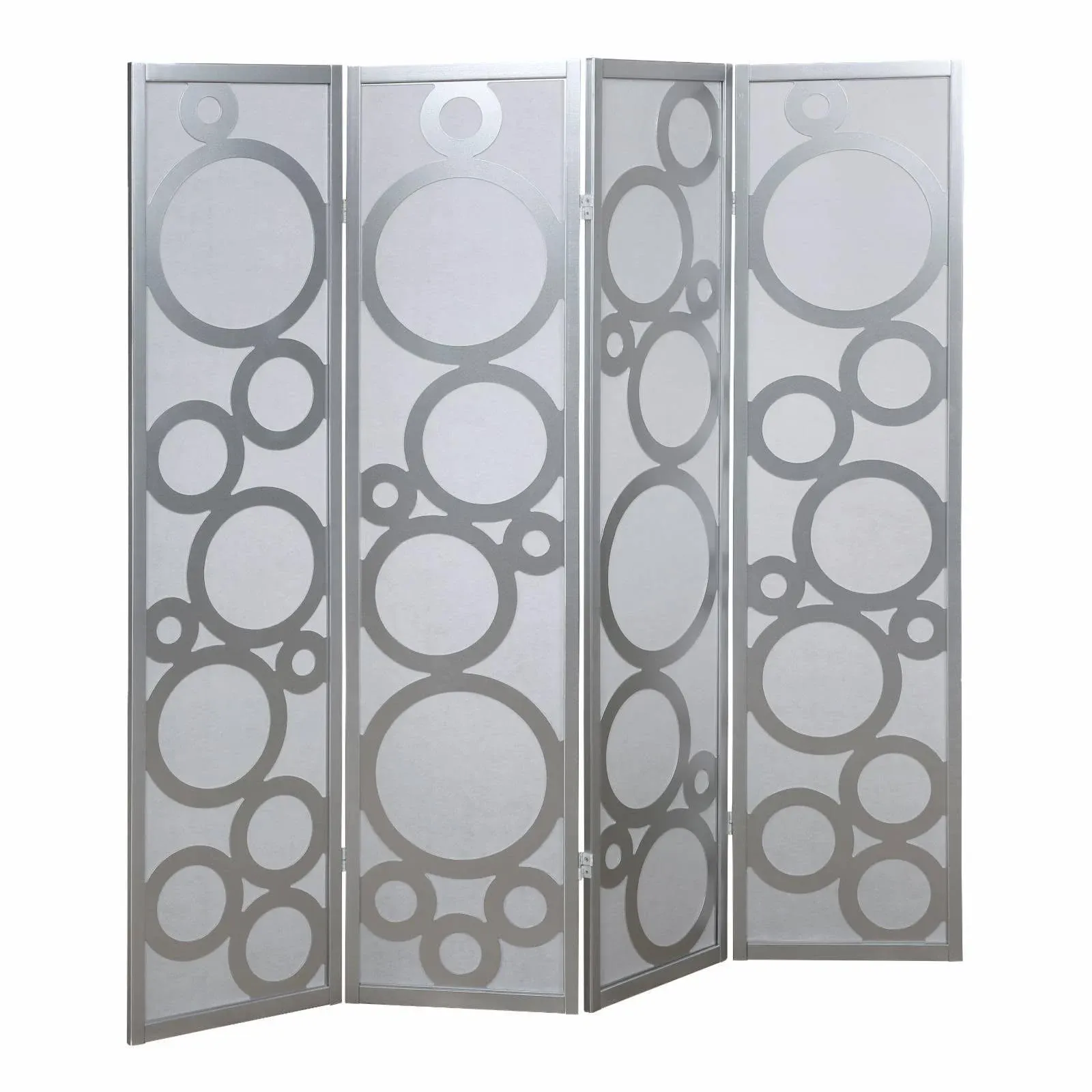 Roundhill Furniture Arvada 4-Panel Wood Room Divider With Circle Pattern