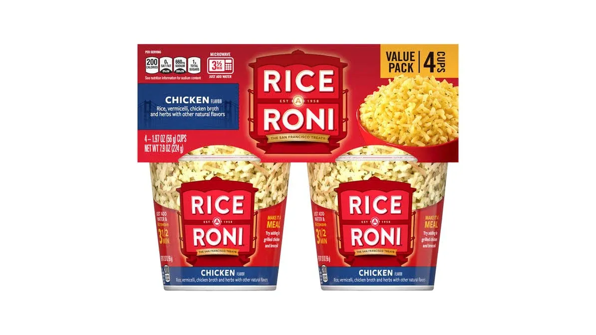 Rice-A-Roni Chicken Flavor Rice Cups 4 Count / 1.97 oz