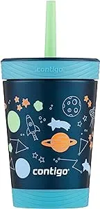 Contigo THERMALOCK Spill-Proof Kids Stainless Steel Tumbler with Straw, 12 Oz., Blueberry Raspberry Cosmos