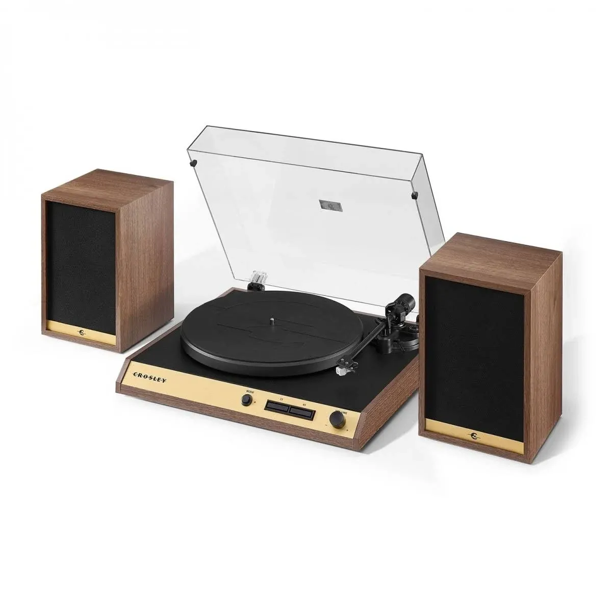 Crosley C72 Walnut Bluetooth Turntable & Speakers | Turntables | Free shipping over £20 | HMV Store