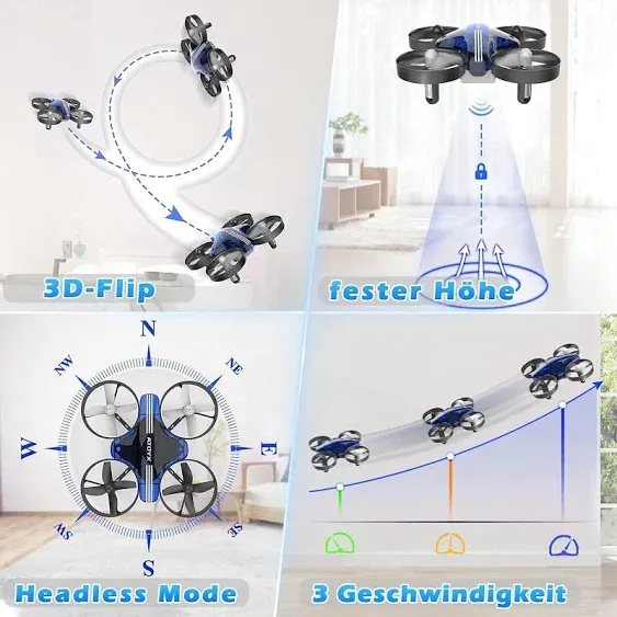 Mini Drone for Kids & Beginners, Indoor Portable Hand Operated/RC Nano Helicopter Quadcopter with Auto Hovering, Headless Mode & Remote Control, Children's Day Gift for Boys and Girls -Blue