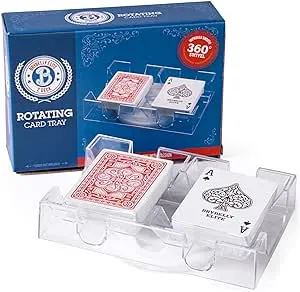 Brybelly Elite Rotating Card Deck Tray | Standard Sized Playing Cards | Rotates in Any Direction | Clear | 2, 6 or 9 Decks