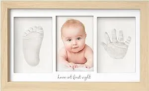 Baby Hand and Footprint Kit - Baby Footprint Kit, Baby Handprint Kit, Personalized Baby Keepsake Frame, Baby Imprint Kits, Newborn Picture Frame, Baby Gifts for Girls, Boys (Ash Wood)