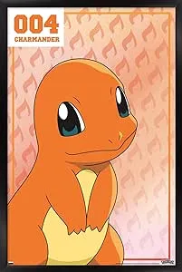 Trends International Pokémon - Charmander 004 Wall Poster, 14.725" x 22.375", Black Framed Version