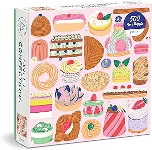 Galison Sweet Confections – 500 Piece Puzzle Fun and Challenging Activity with Bright and Bold Artwork of Sweet Patisserie Treats for Adults and Families