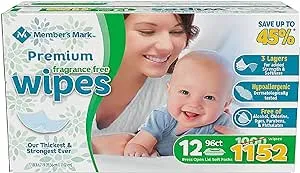 Member's Mark Premium Fragrance Free Baby Wipes (1152 ct.)