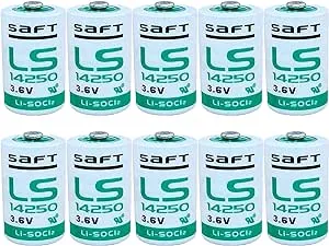 LS14250 1/2 AA 3.6v Lithium Battery 14250 Replaceable Battery for SAFT LS14250 1200mAh(Pack of 10)