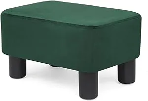 Joveco Small Footstool Ottoman Fabric Footrest Modern Rectangular Footstools for Living Room Bedroom (Green)