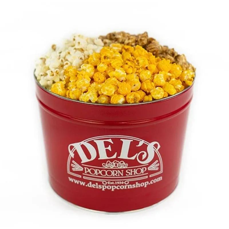 Del's Popcorn Shop 2 Gallon Popcorn Tin Gift