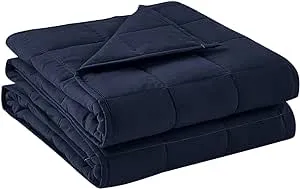 Bb BLINBLIN Cooling Weighted Blanket Heavy Blanket, Calm and Sleep, Premium Soft and Comfortable Material and Glass Beads (Navy, 60''x80'' 12lbs),