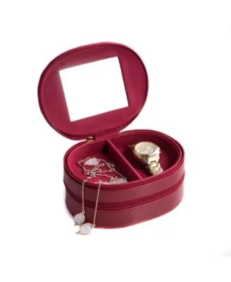 Bey-Berk Red Lizard Leather Two Level Jewelry Case