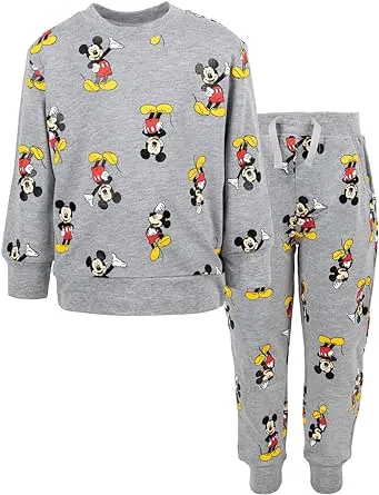 Disney Mickey Mouse Little Boys French Terry Sweatshirt and Pants Set Heather Grey 6