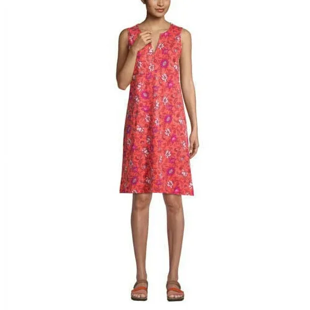 Lands' End Women's Cotton Jersey Sleeveless Swim Cover-Up Dress