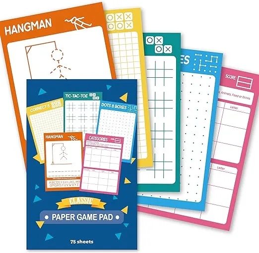 6 Portable Travel Game Activities Notepad On The Go Plane Trip Game 4 x 6-inches (2 Pads and 60 Sheets Each)