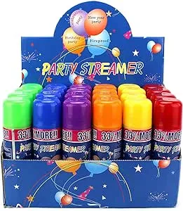 24 Pack of Party Streamer Spray String in A Can Children's Kid's Party Supplies, Perfect for Parties/Events