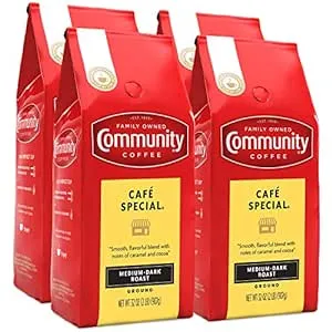 Community Coffee Café Special Blend Ground Coffee, Medium-Dark Roast, 32 Ounce Bag (Pack of 4)