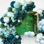 Dark Teal Balloon Garland Arch Kit for Boys Men Green Jungle Wild One Safari ...