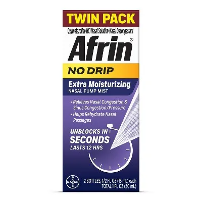 Afrin No Drip Extra Moisturizing Nasal Mist - Twin Pack 15 ml