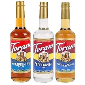 Torani Fall & Winter 3 Pack Syrup, Pumpkin Pie, Peppermint, Salted Caramel