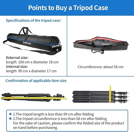 HEMMOTOP Tripod Carrying Case, 39x7x7in All Thick Padded Tripod Bag with Shoulder Straps and Handles, Heavy Duty Light Stand Bag with Two Zippered Pockets for Pool Cue, Speaker Stand, Mic Stand