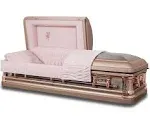 Overnight Caskets Rose Metal Funeral Casket with Pink Velvet Interior