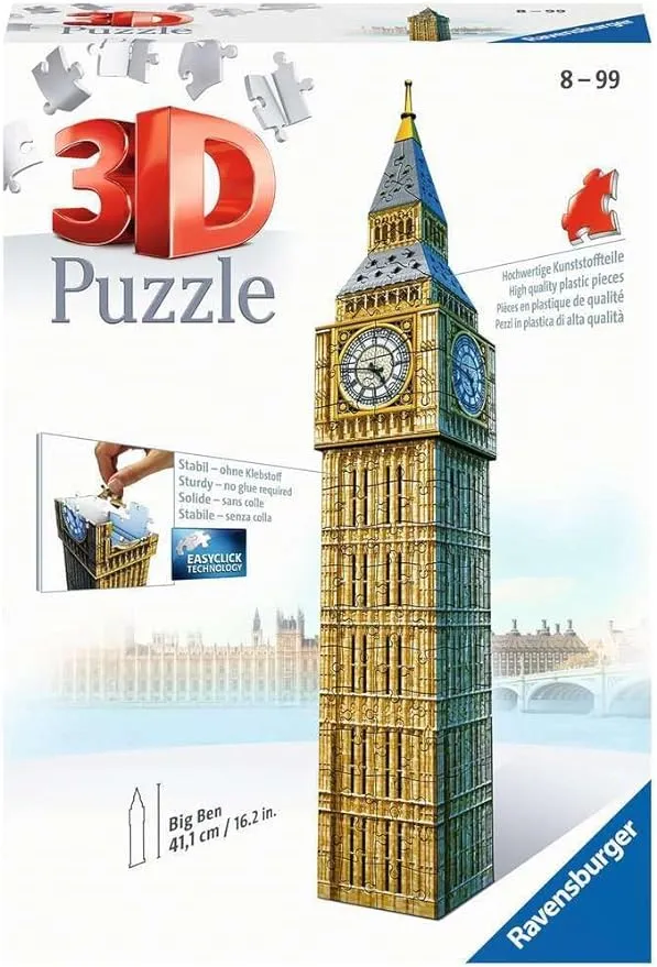 Ravensburger Big Ben 216 Piece 3D Jigsaw Puzzle for Kids and Adults - 12554 - Easy Click Technology Means Pieces Fit Together Perfectly