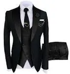 Black 3 Piece Suit for Men - Prom Style Three Piece Waistcoat Suit - Groomsmen Black Wedding Tuxedo by FJackets