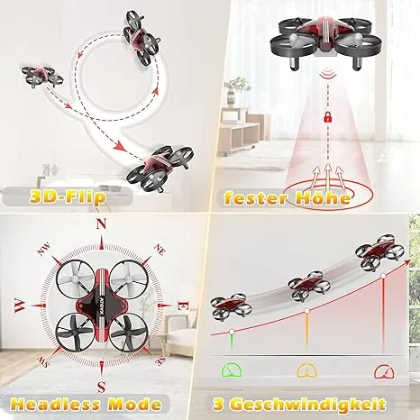 Mini Drone for Kids & Beginners, Indoor Portable Hand Operated/RC Nano Helicopter Quadcopter with Auto Hovering, Headless Mode & Remote Control, Children's Day Gift for Boys and Girls -Red