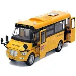 9" Pull Back School Bus,Light Up & Sounds Die-Cast Metal Toy Vehicles with Bright ...