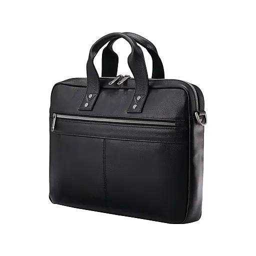 Samsonite Classic Leather Slim Brief, Black, One Size