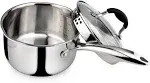 AVACRAFT Tri-Ply Stainless Steel Saucepan with Glass Strainer Lid, Two Side Spou