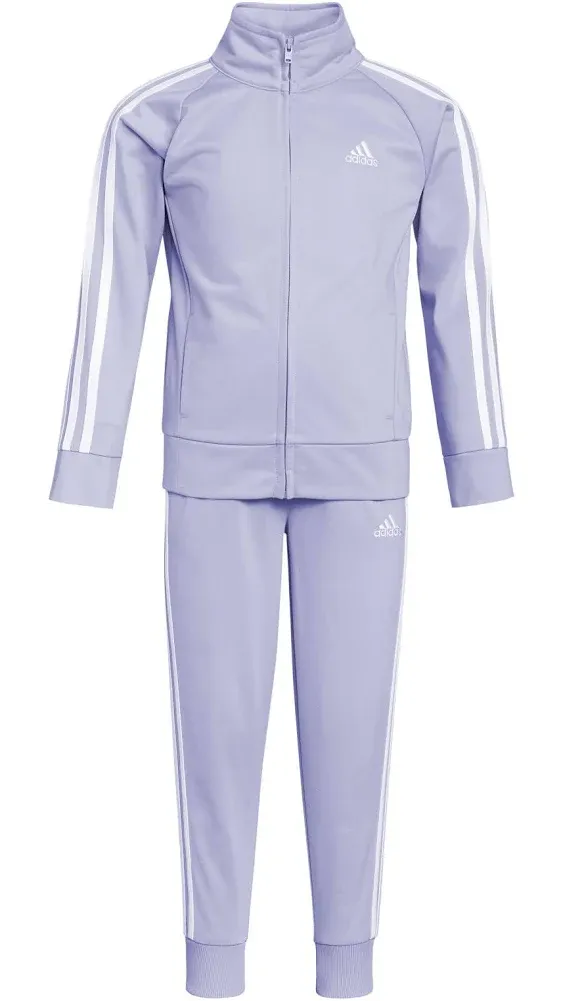 adidas Conjunto clásico de chaqueta de tricot y joggers con cremallera frontal para niña