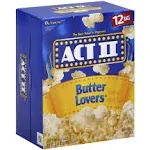 Act Ii Butter Lovers Popcorn, Microwave - 12 pack, 2.75 oz bags