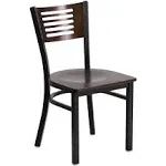 Flash Furniture Hercules Series Black Decorative Slat Back Metal Restaurant Chair with Walnut Wood Back and Seat XUDG6G5WAL