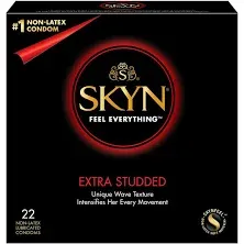 Sxwell Lifestyles SKYN Extra Studded Polyisoprene Condoms, 22 Count, 22/PK