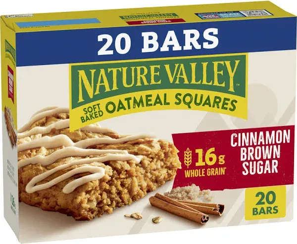 Nature Valley Soft-Baked Oatmeal Squares, Cinnamon Brown Sugar - 6 count, 1.24 oz bars