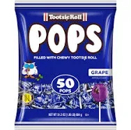 Tootsie Pops Single Flavor Bag Grape Flavored Lollipops with Chocolatey Center