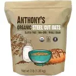 Organic Steel Cut Oats, 3 Lb, Gluten Free, Non GMO, Irish Oatmeal, Whole Grain