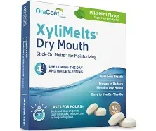 OraCoat XyliMelts Dry Mouth Relief Moisturizing Oral Adhering Discs Mild Mint up