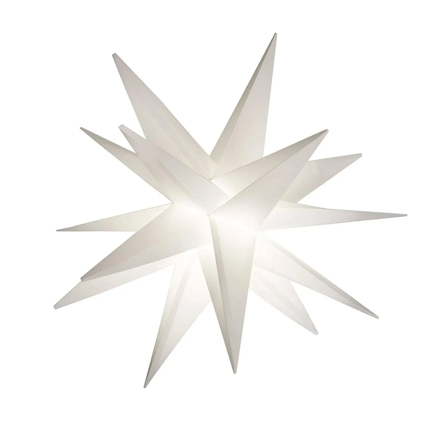 Elf Logic 18" Easy Assembly, Battery Timer White LED Moravian Star - Hanging Outdoor Christmas Star Light - Use as Holiday Decoration, Porch Light, Advent Star, Wedding and Ballroom Venue Decor