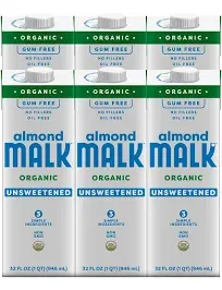 Malk Organic Unsweetened Almond Milk 32 fl oz (6 Pack)