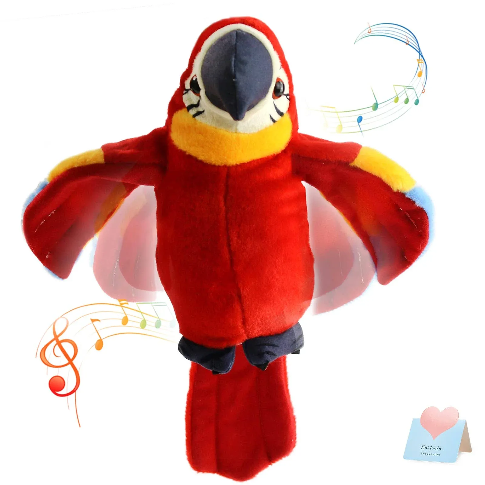 Houwsbaby Talking Parrot Plush Pal Repeat What You Say Stuffed Animal Electronic Record Interactive Animated Bird Shake Wings