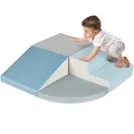 Best Choice Products 4-Piece Kids Climb & Crawl Soft Foam Block Playset Structures for Child Development - Blue