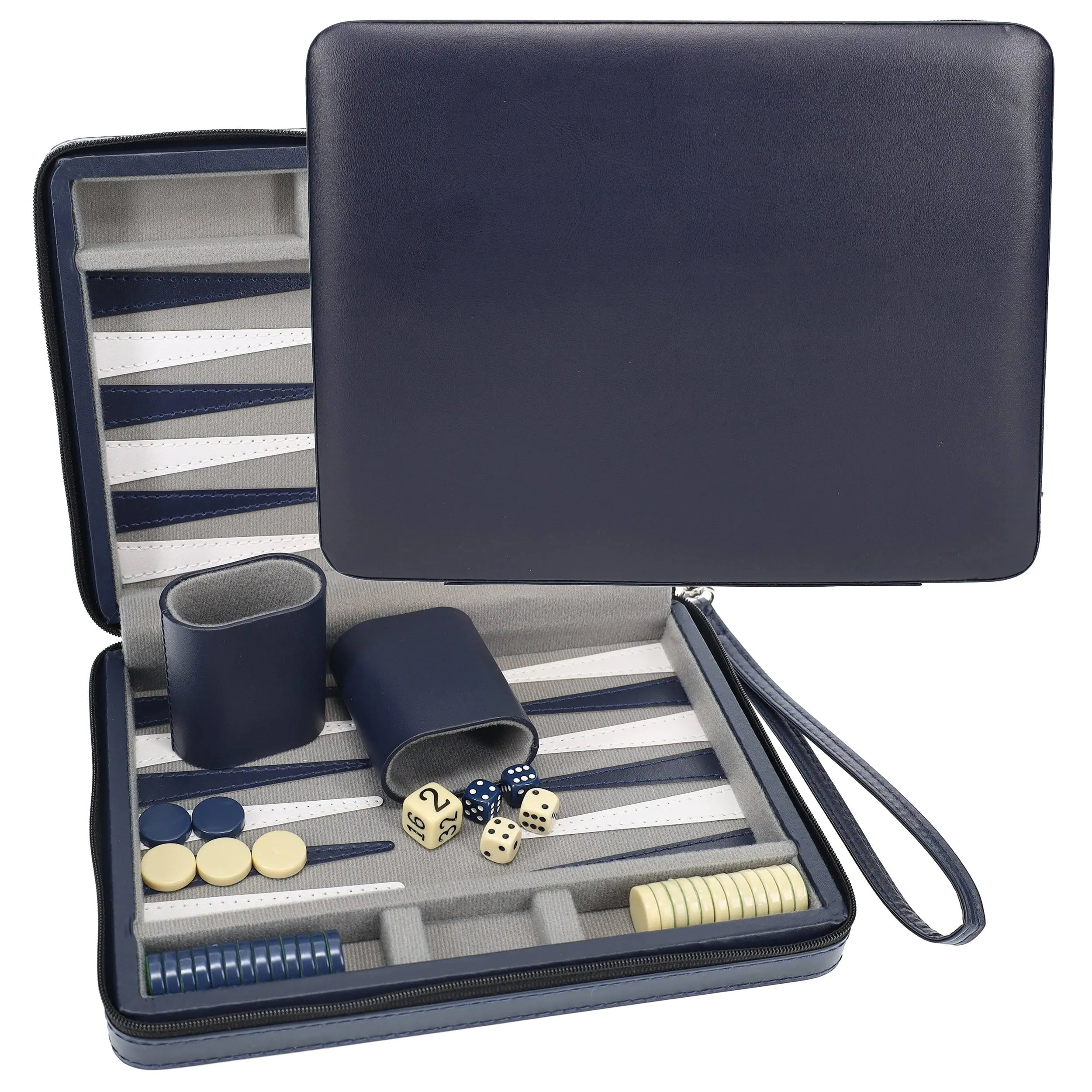 WE Games Magnetic Backgammon Set, Leatherette Case, Carrying Strap - Travel Size