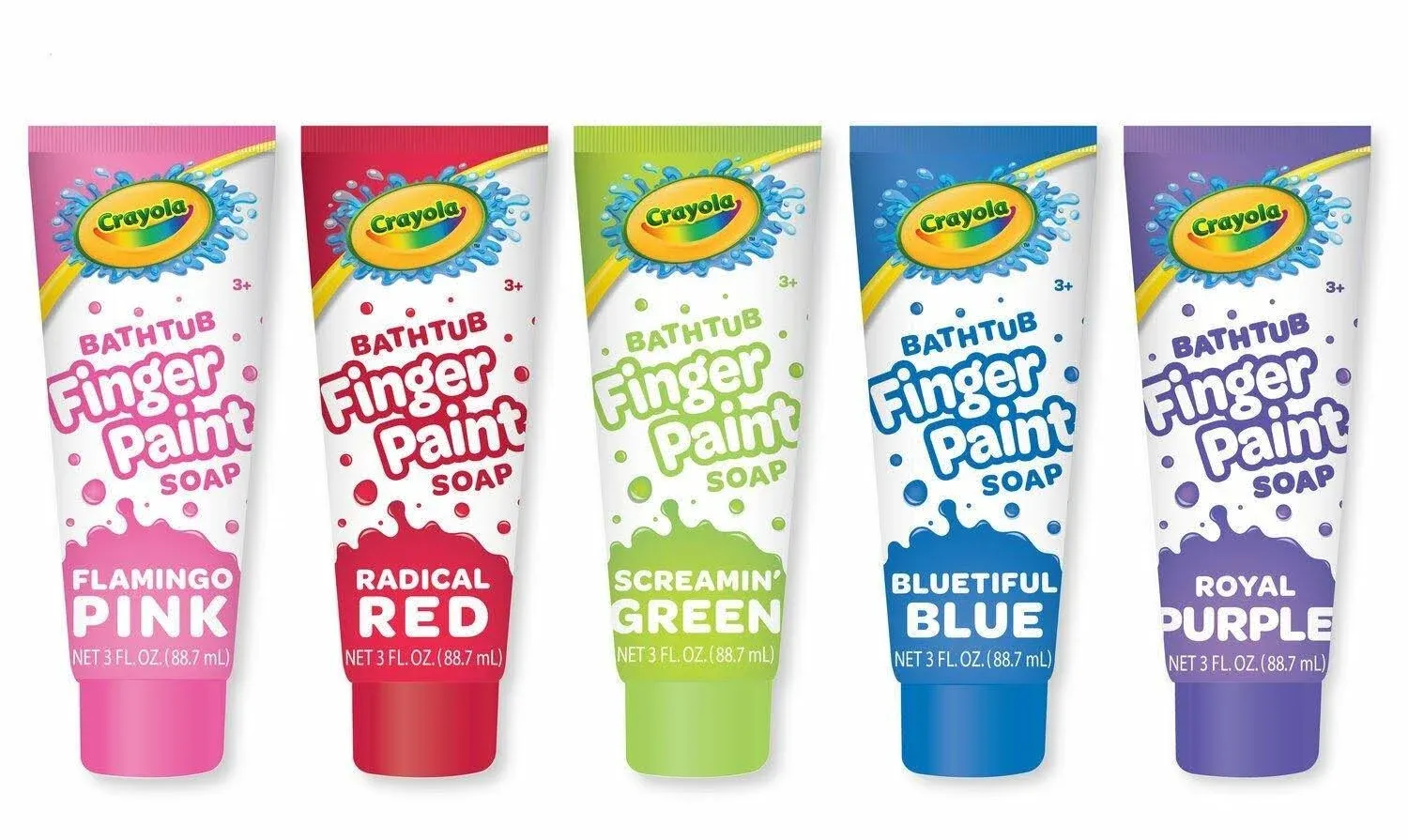 5PC SET: Crayola Bathtub Finger Paint Soap Kids 3oz: Blue Red Green Pink Purple